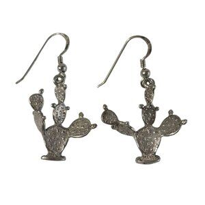 Vintage 5.1g Sterling Silver Southwest Prickly Cactus Dangle Earrings